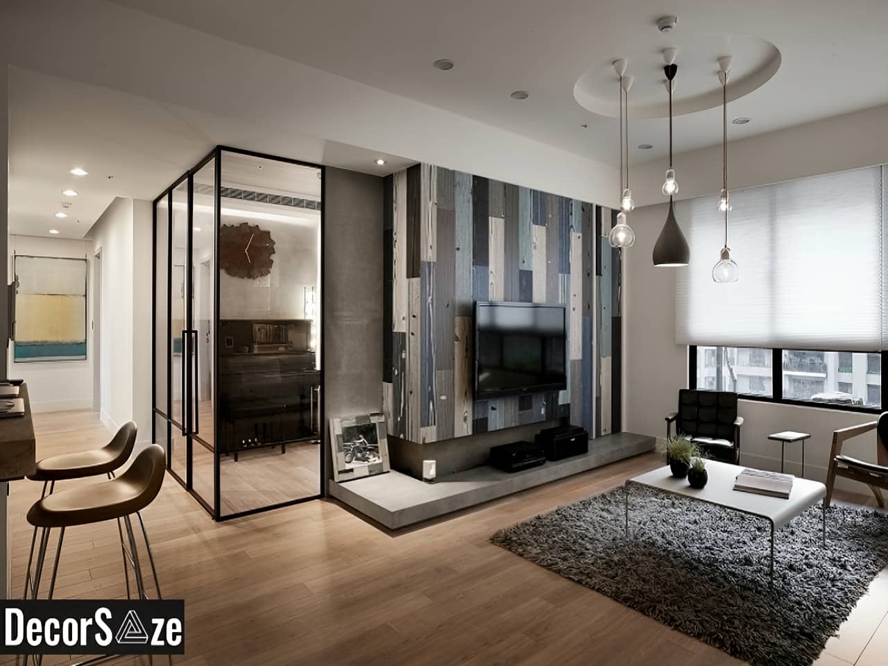 دیزاین داخلی با پارتیشن شیشه ای